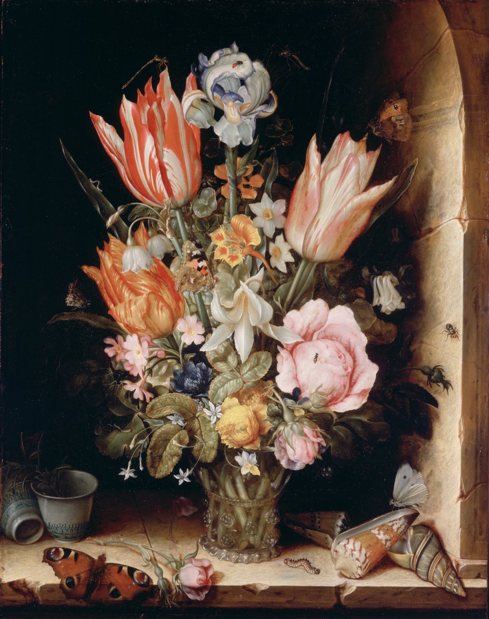 Stilleven met bloemen in een vaas door Christoffel van den Berghe