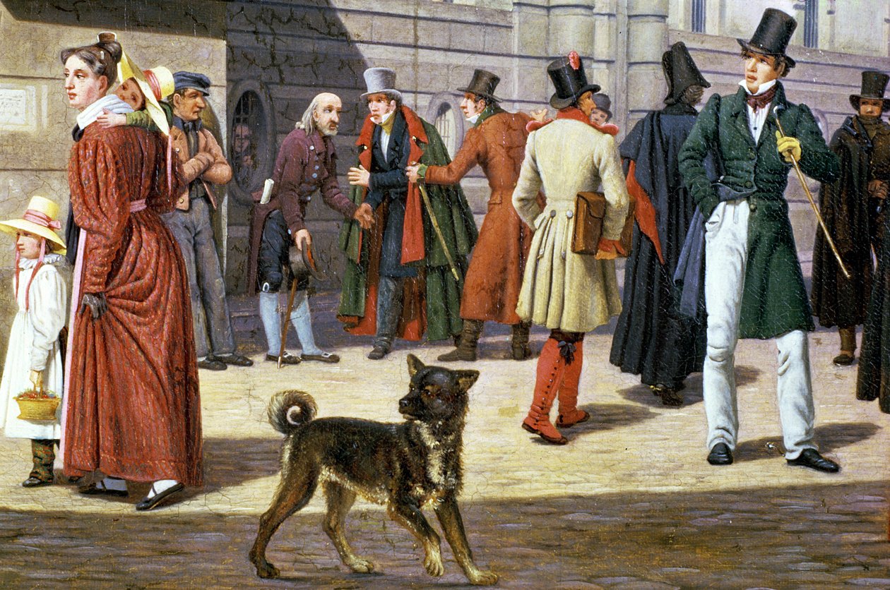 Straatscène in Stockholm door Christoffer Wilhelm Eckersberg