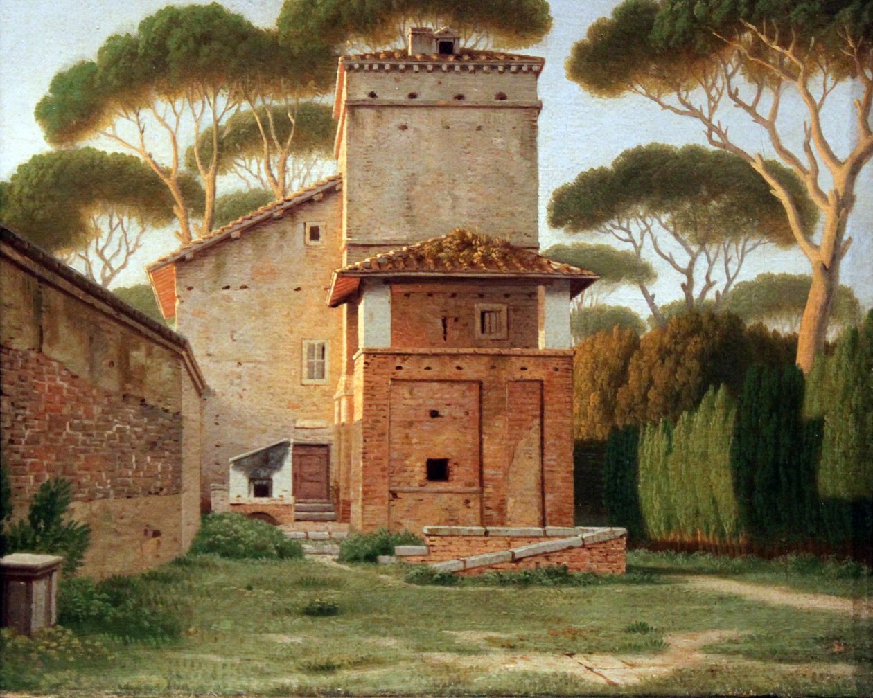 Het poortgebouw in het park van Villa Borghese door Christoffer Wilhelm Eckersberg