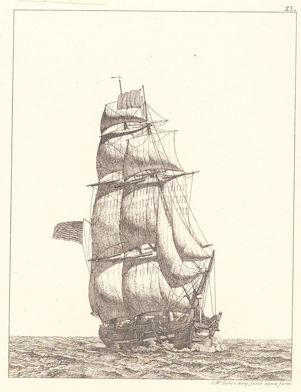 Deens:  Een Noord-Amerikaanse brik door Christoffer Wilhelm Eckersberg