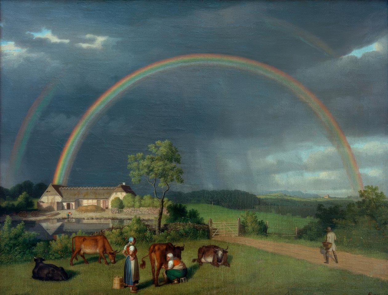 Hof in Spejlsby op Møn door Christoffer Wilhelm Eckersberg