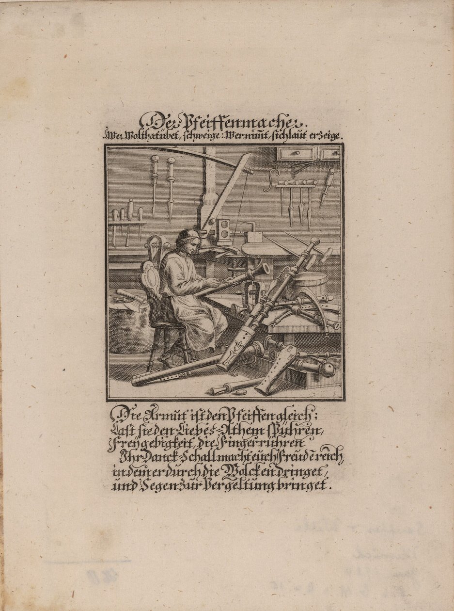 De blaasinstrumentenmaker door Christoph Weigel the Elder