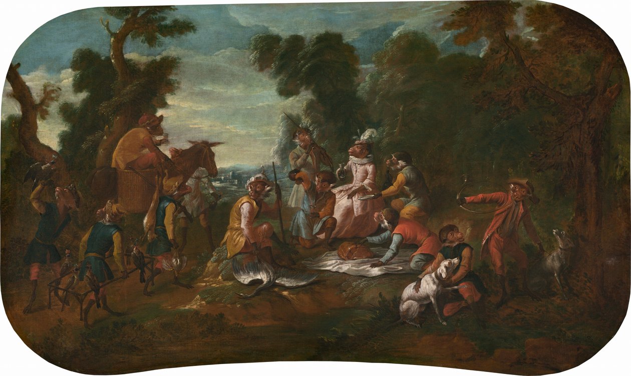 Singerie: De Picknick, ca. 1739 door Christophe Huet
