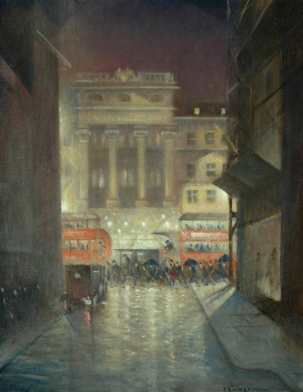 De Strand bij Nacht, c.1937 door Christopher Richard Wynne Nevinson