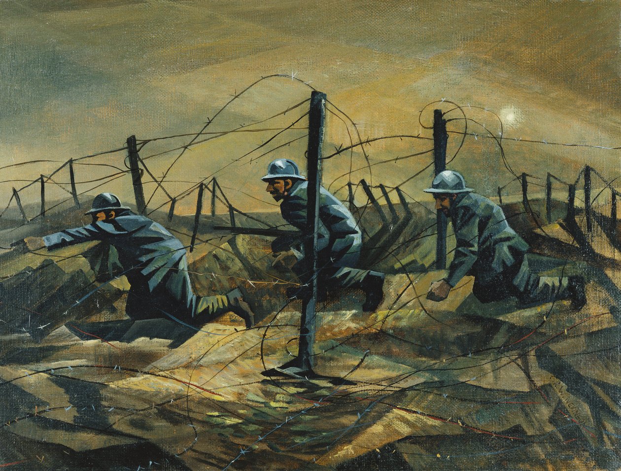 In de loopgraven, 1917 door Christopher Richard Wynne Nevinson