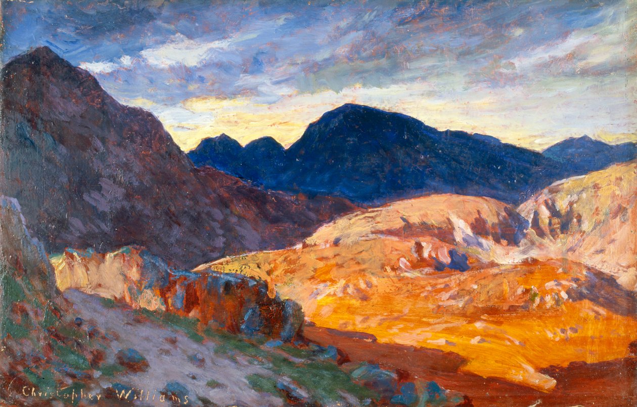 Zonsondergang in de Welshe heuvels, 1893-1934 door Christopher Williams