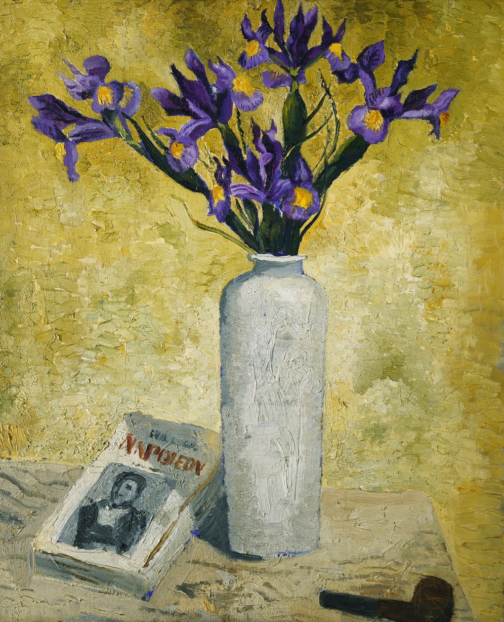 Irissen in een hoge vaas door Christopher Wood