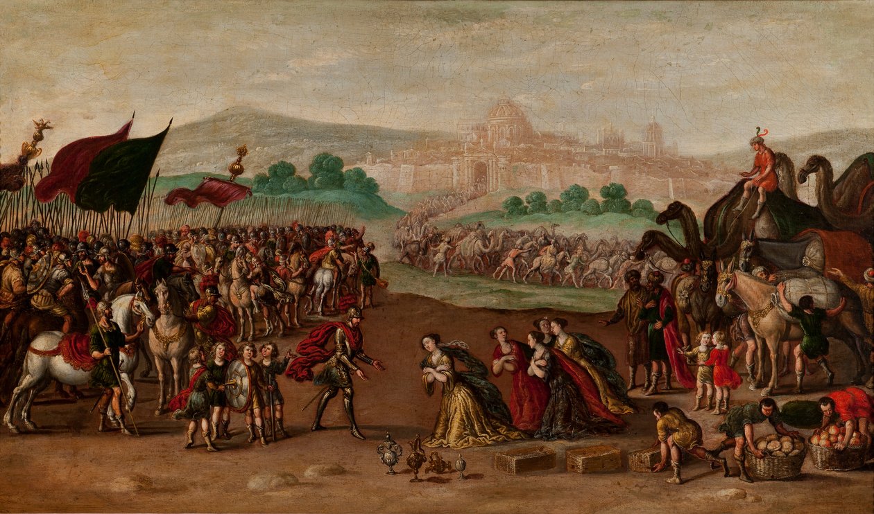 Abigail presenteert Geschenken aan David door Juan de la Corte