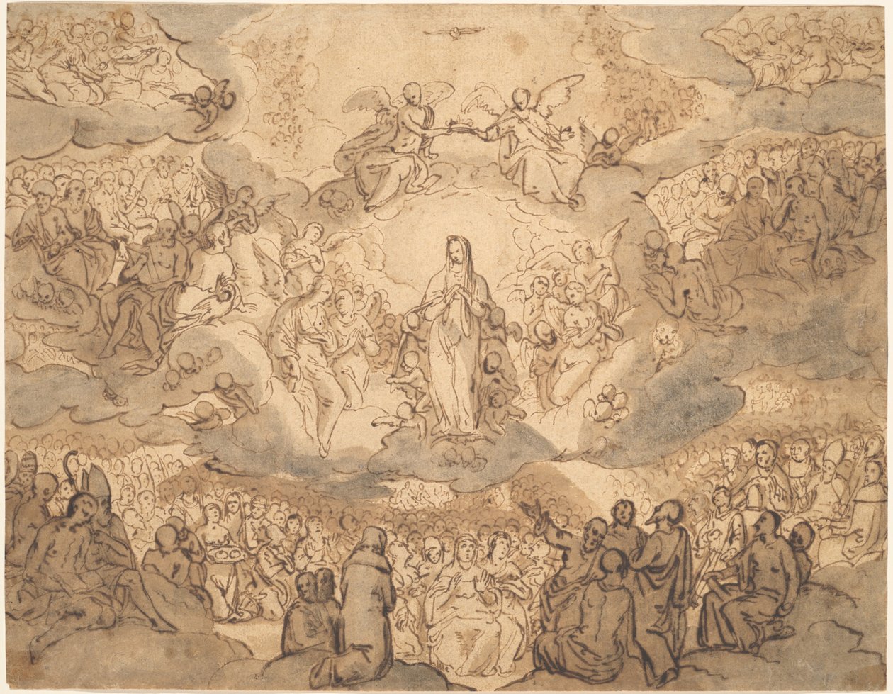 De Maagd, Koningin van de Hemel door Circle of Francesco Vanni
