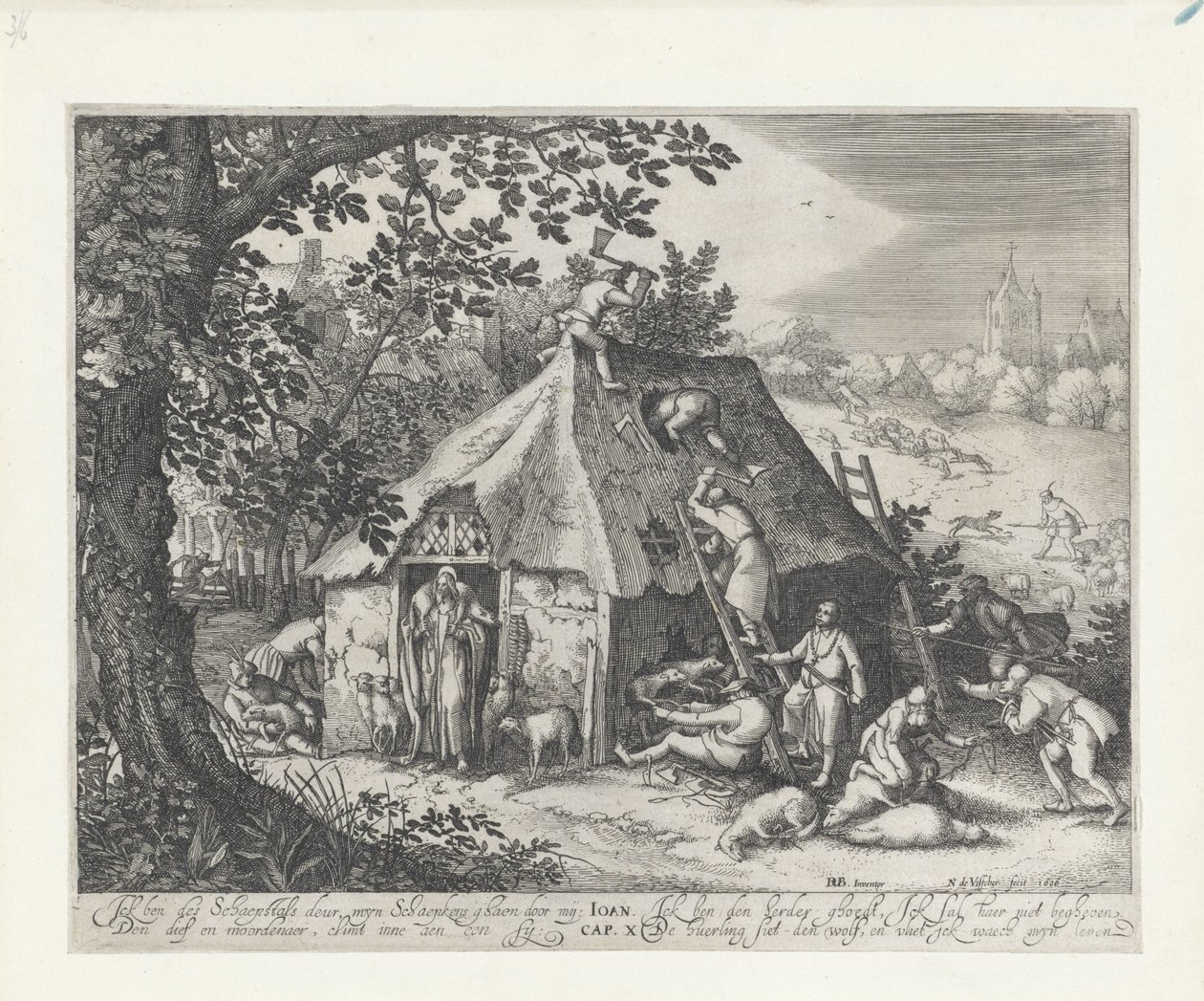 Christus bij de schaapskooi door Claes Jansz. Visscher (II)