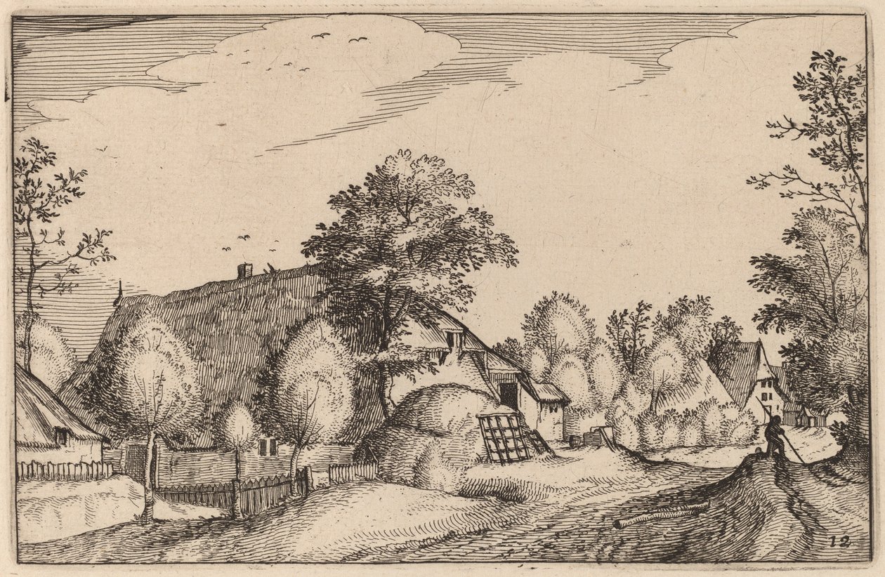 Dorpsweg door Claes Jansz Visscher after Lucas van Doetechum after Master of the Small Landscapes after Johannes