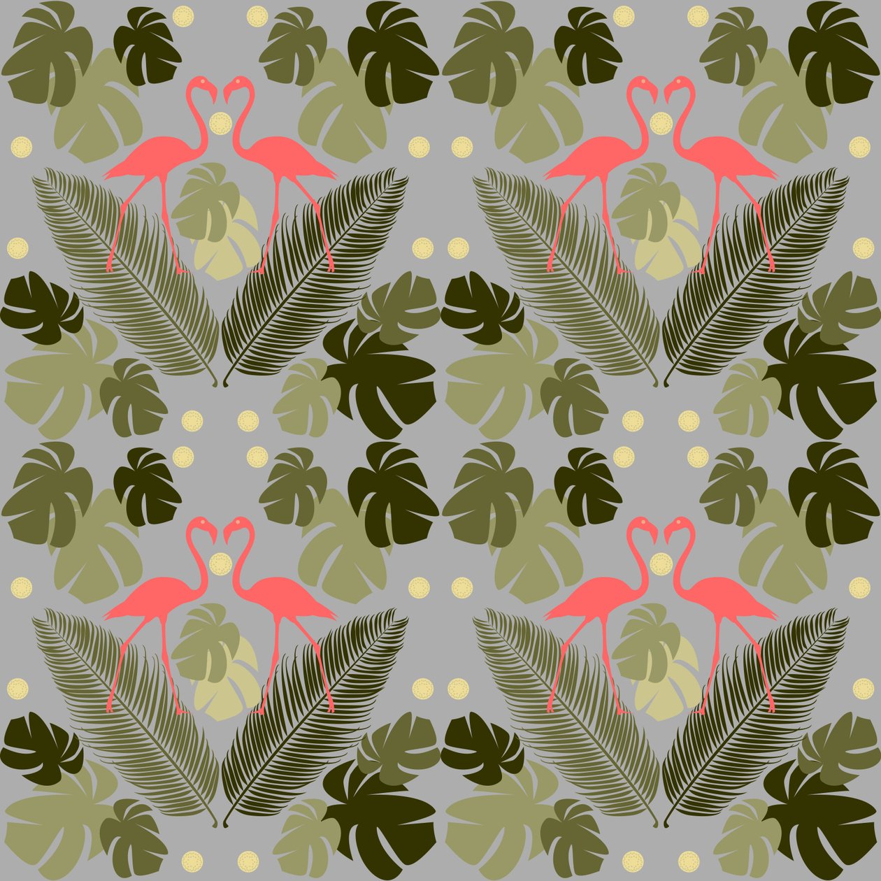 Flamingo en Palmen door Claire Huntley