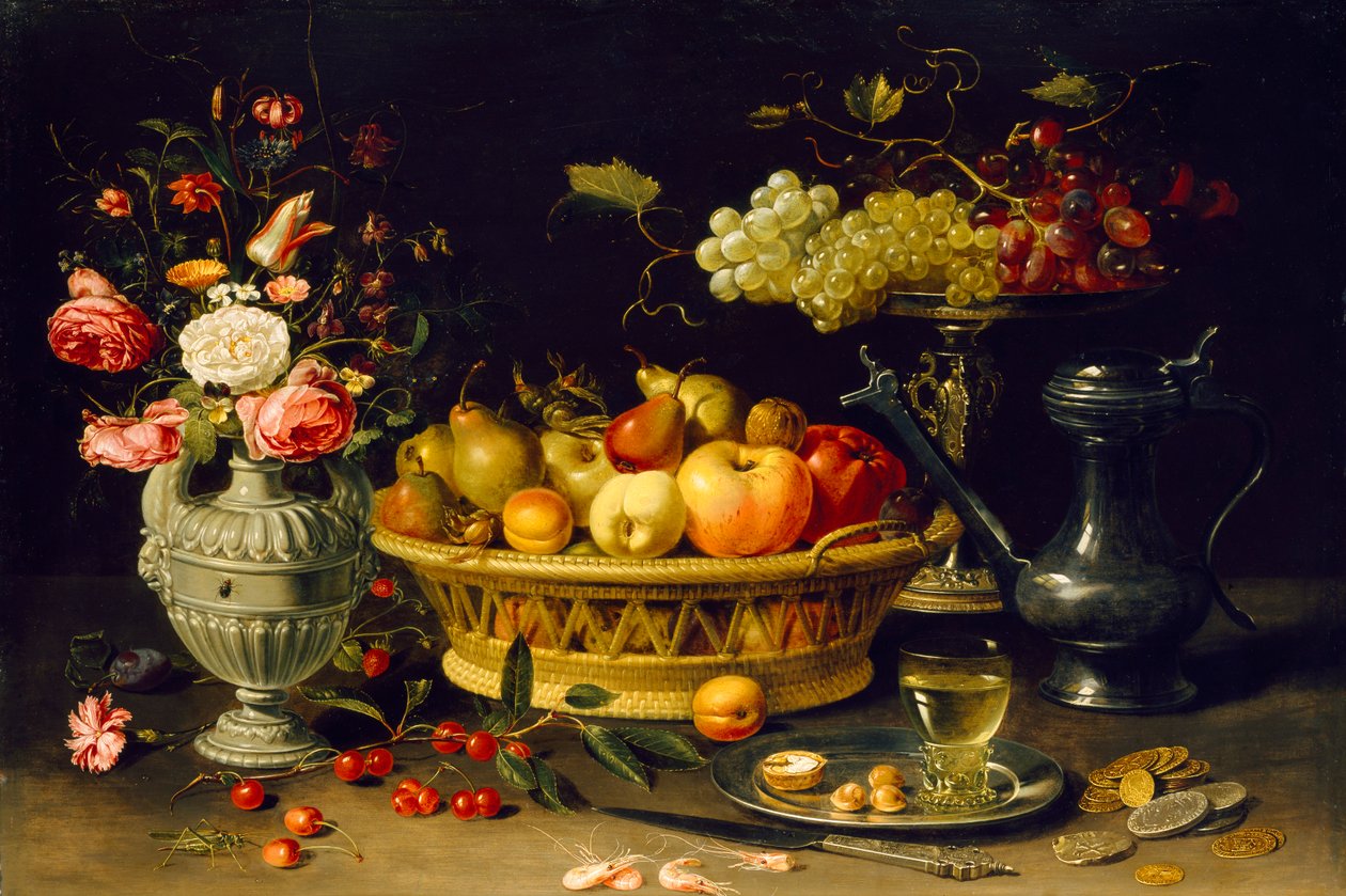Stilleven van Fruit en Bloemen, 1608-1621 door Clara Peeters