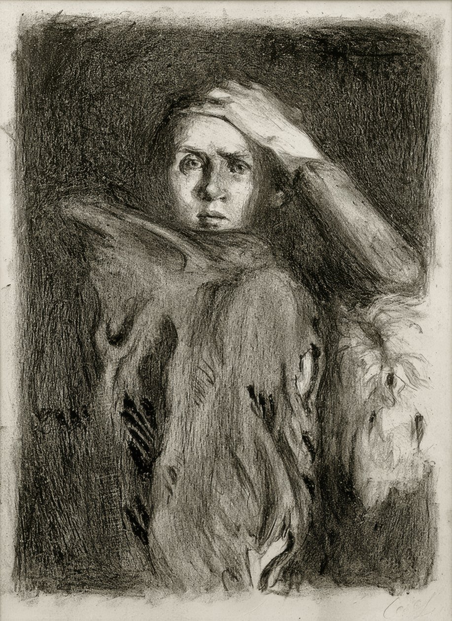 Zelfportret met opgeheven arm door Clara Siewert