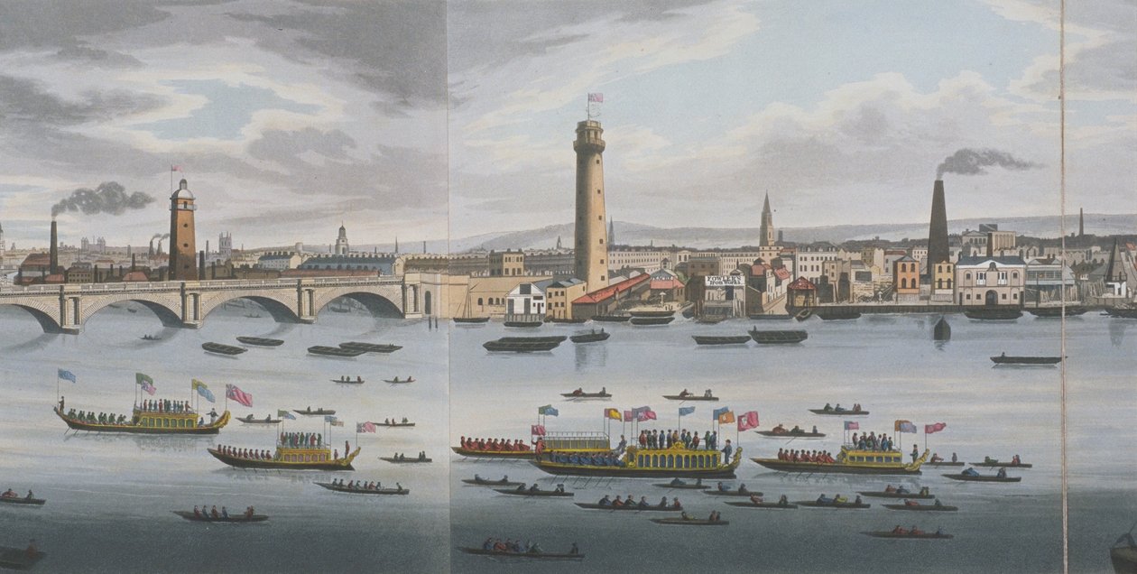 Panorama van de Rivier de Theems, vanaf de Adelphi, ca. 1829 door Clark