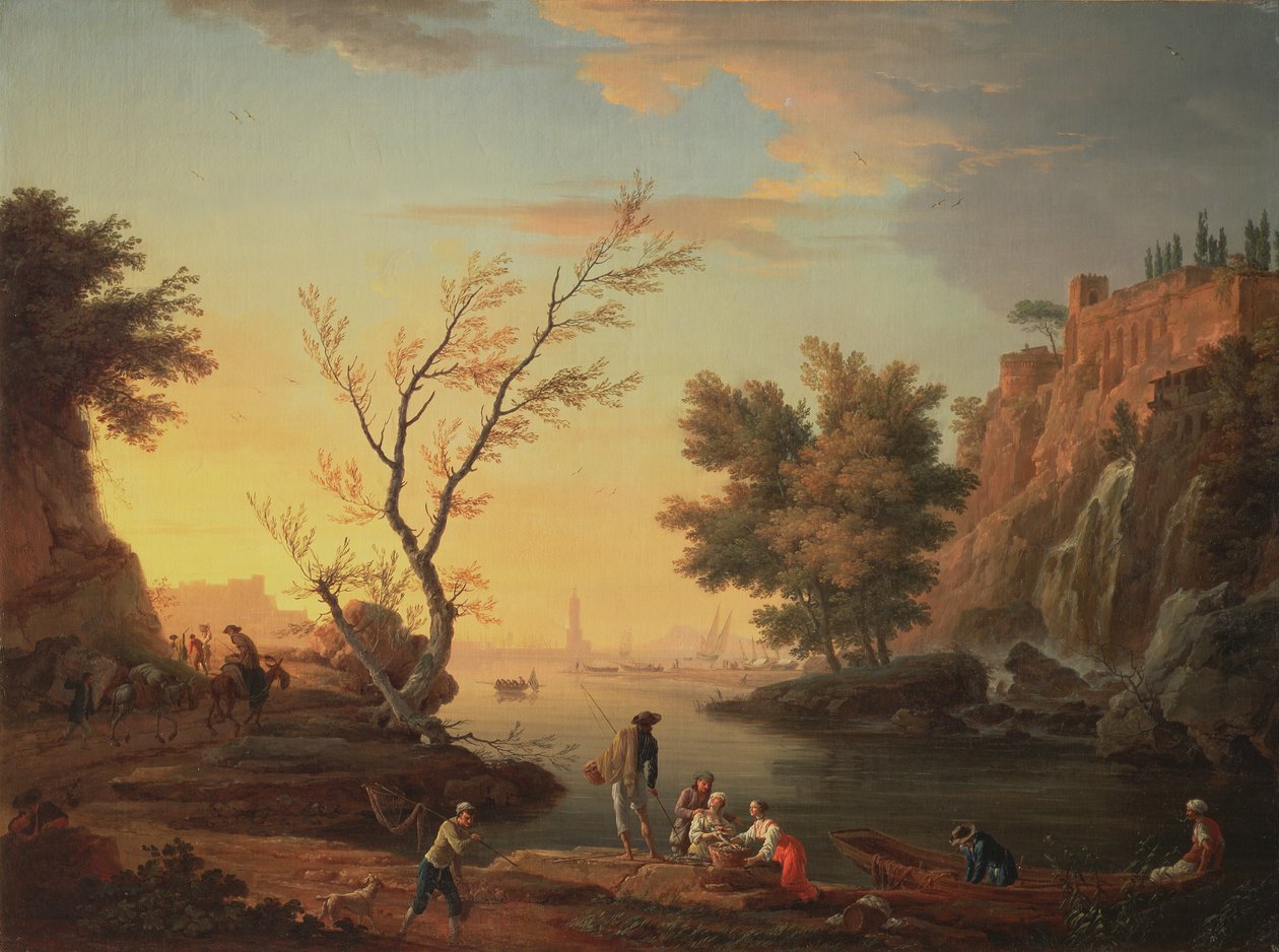 Haven bij zonsondergang, 1751 door Claude Joseph Vernet