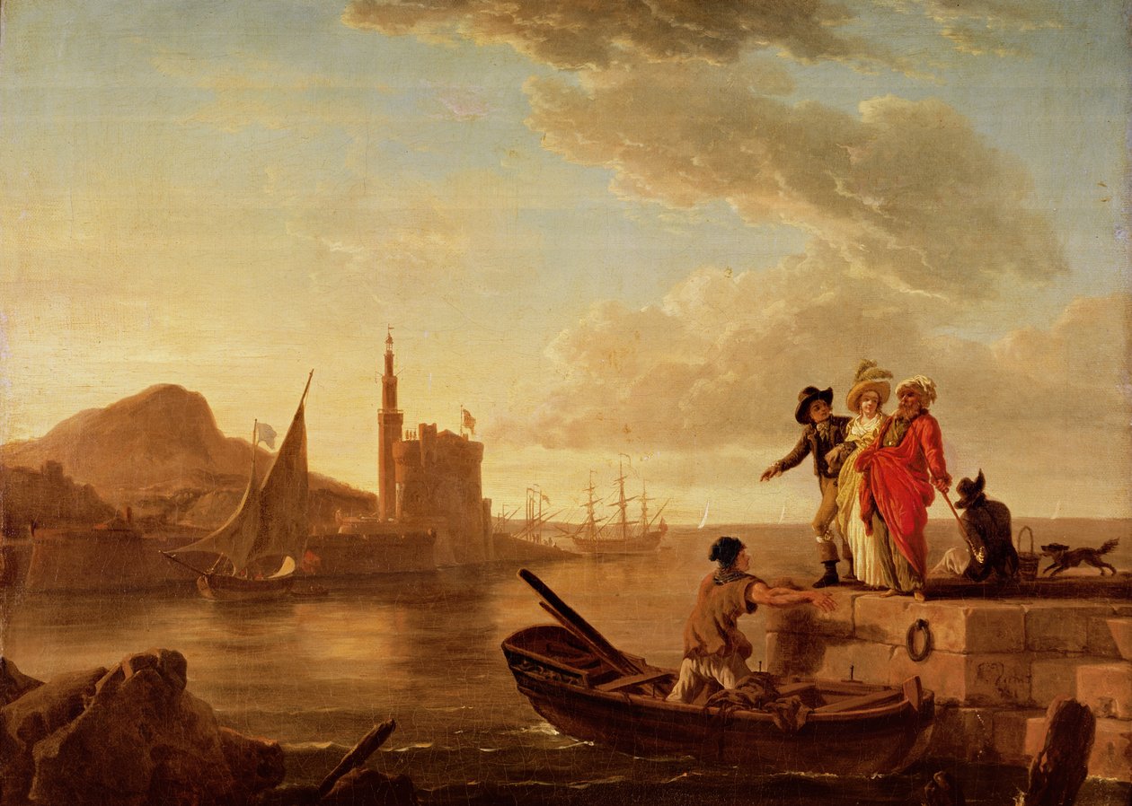 Uitzicht op een haven door Claude Joseph Vernet