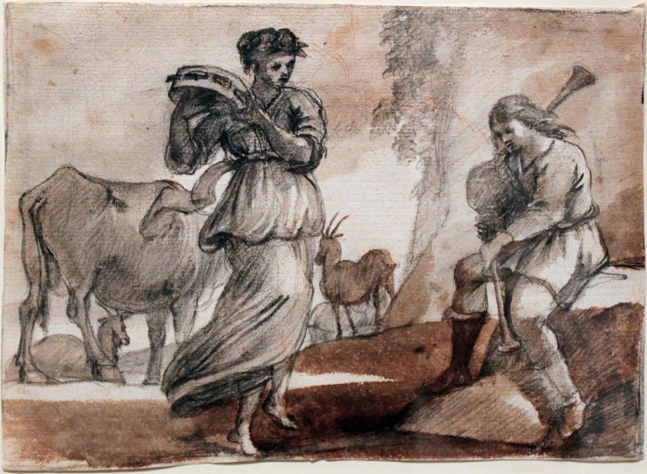 Danseres met Tamboerijn en Doedelzakspeler door Claude Lorrain