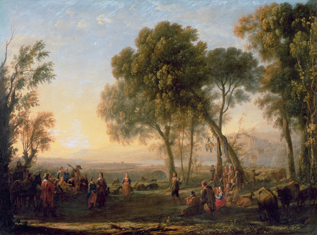 Landschap met een volksdans door Claude Lorrain