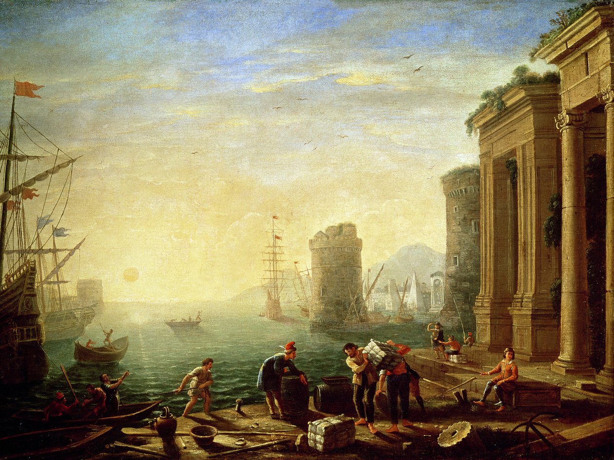 Ochtend in de haven, 1640 door Claude Lorrain