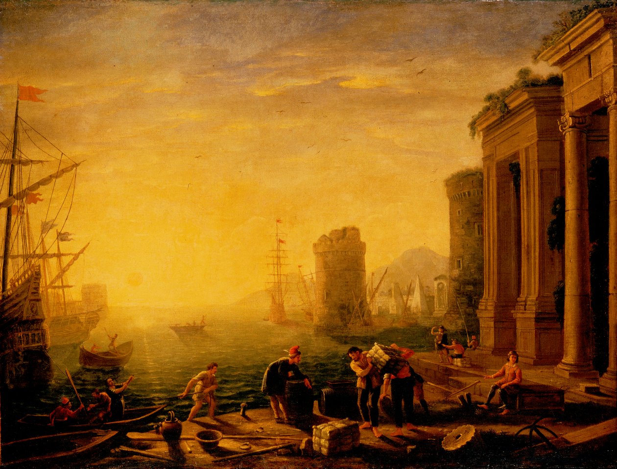 Ochtend in de haven door Claude Lorrain