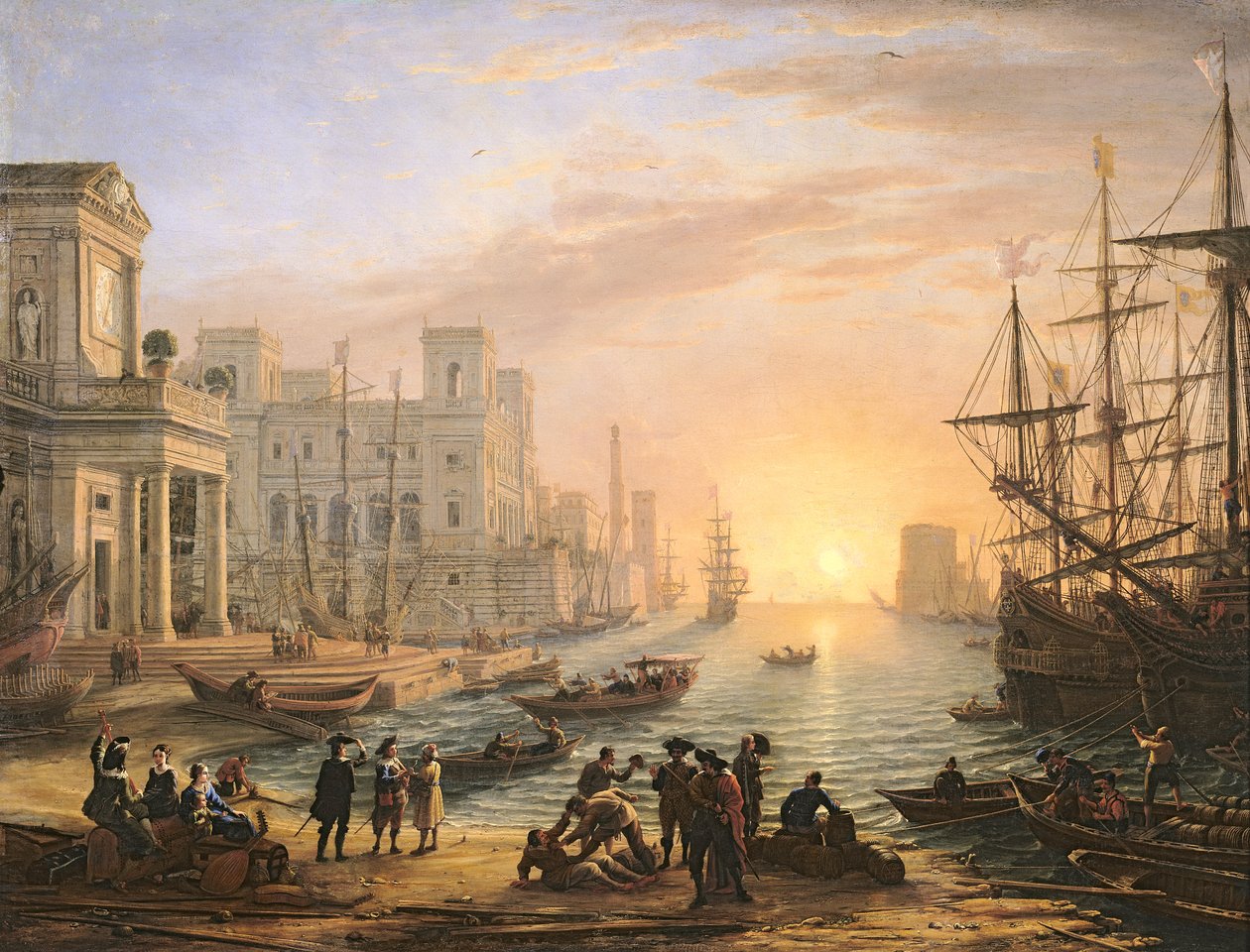 Zeehaven bij Zonsondergang door Claude Lorrain