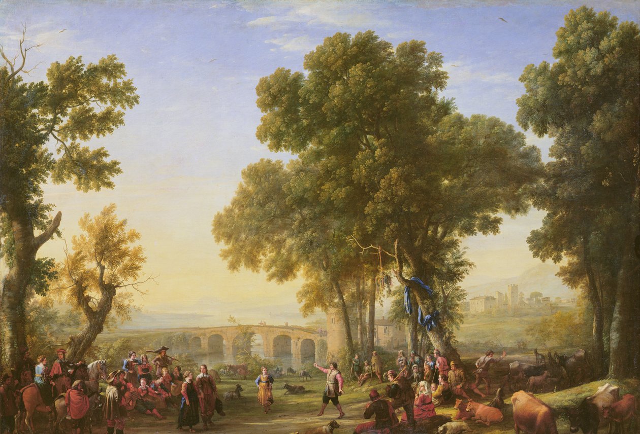 Het dorpsfeest, 1639 (detail) door Claude Lorrain