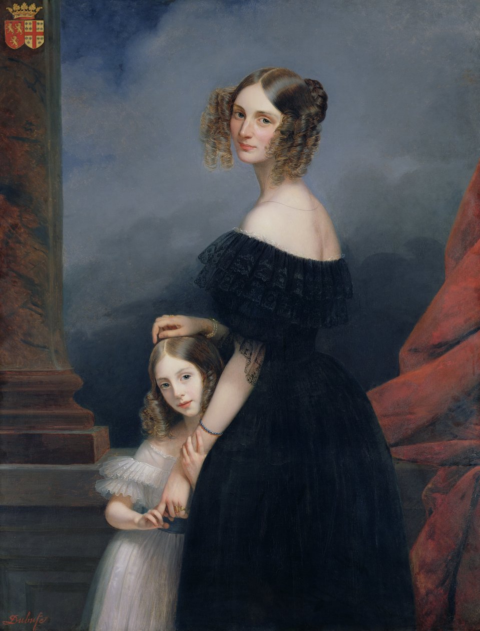 Portret van Anne-Louise Alix de Montmorency, met haar dochter, c.1840 door Claude Marie Dubufe