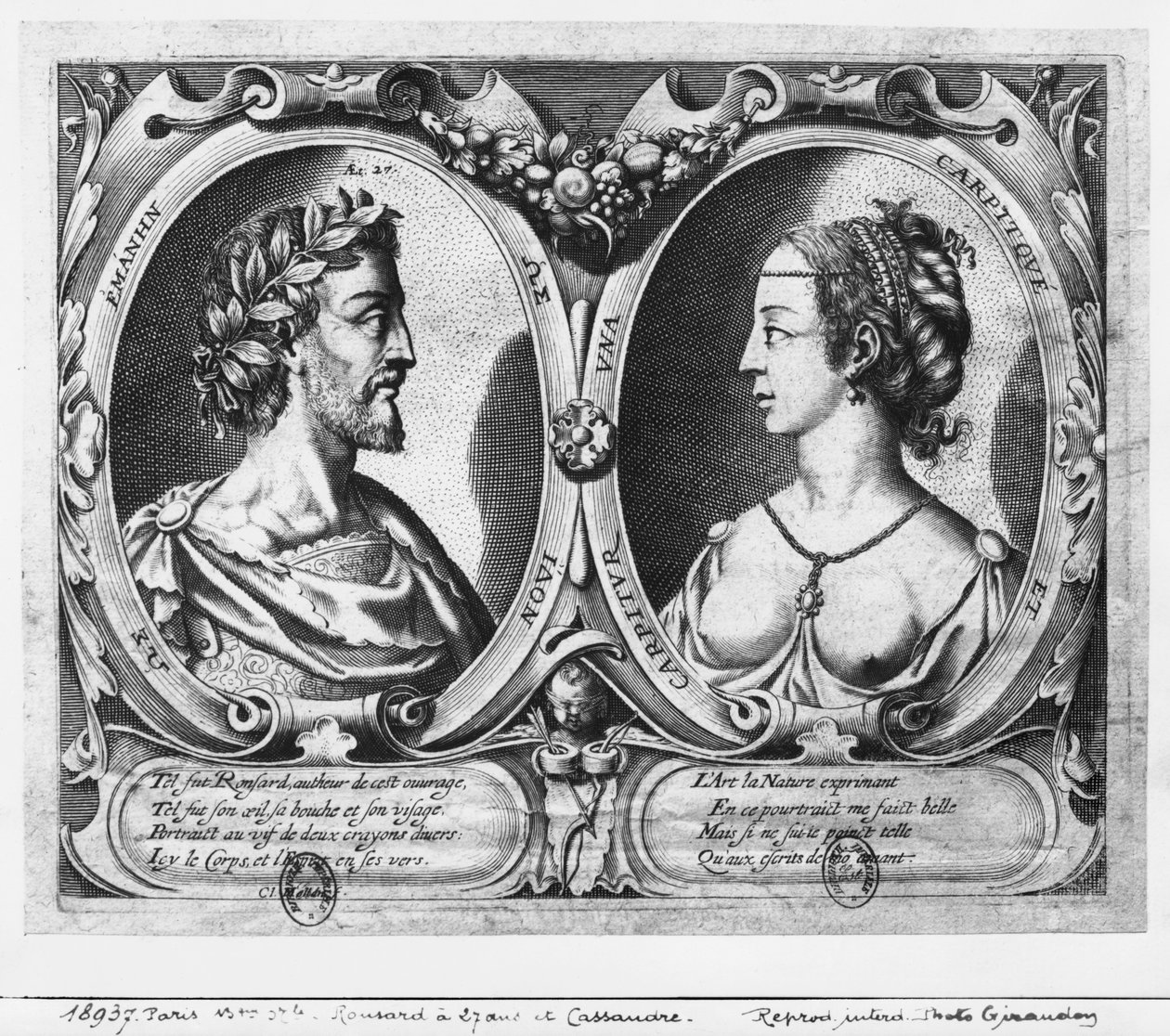 Pierre de Ronsard, 27 jaar oud en Cassandre Salviati door Claude Mellan