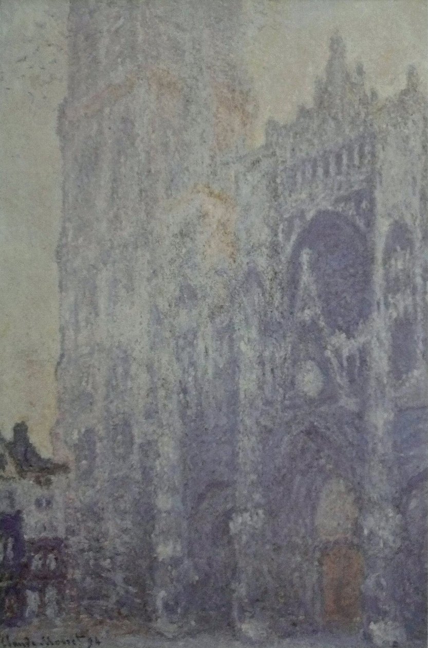 De Kathedraal van Rouen. Het portaal en de toren Saint-Romain, ochtend effect; witte harmonie door Claude Monet