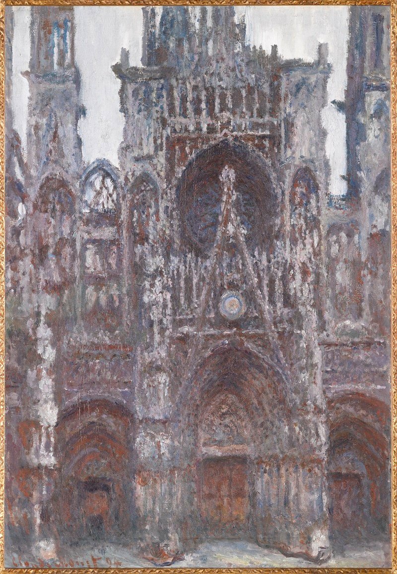 De kathedraal van Rouen. Het portaal frontaal gezien, bruine harmonie door Claude Monet
