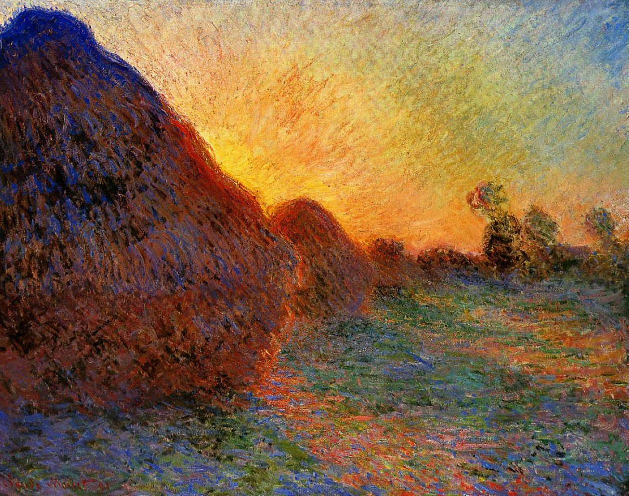 Hooibergen door Claude Monet