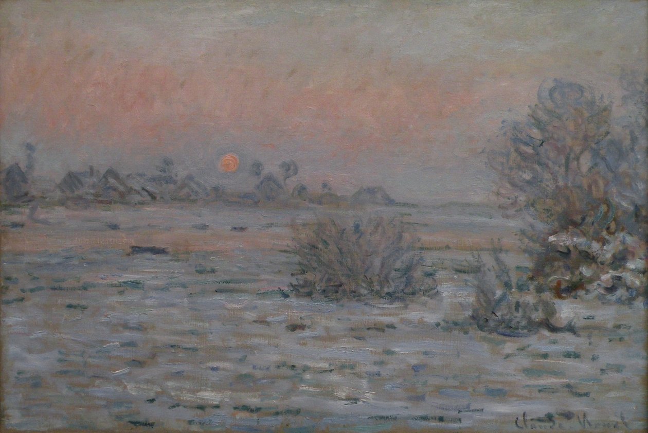Winterzon in Lavacourt door Claude Monet
