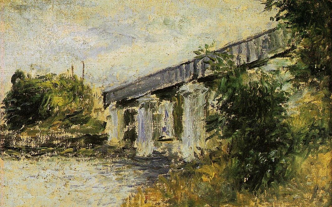 De spoorbrug bij Argenteuil door Claude Monet