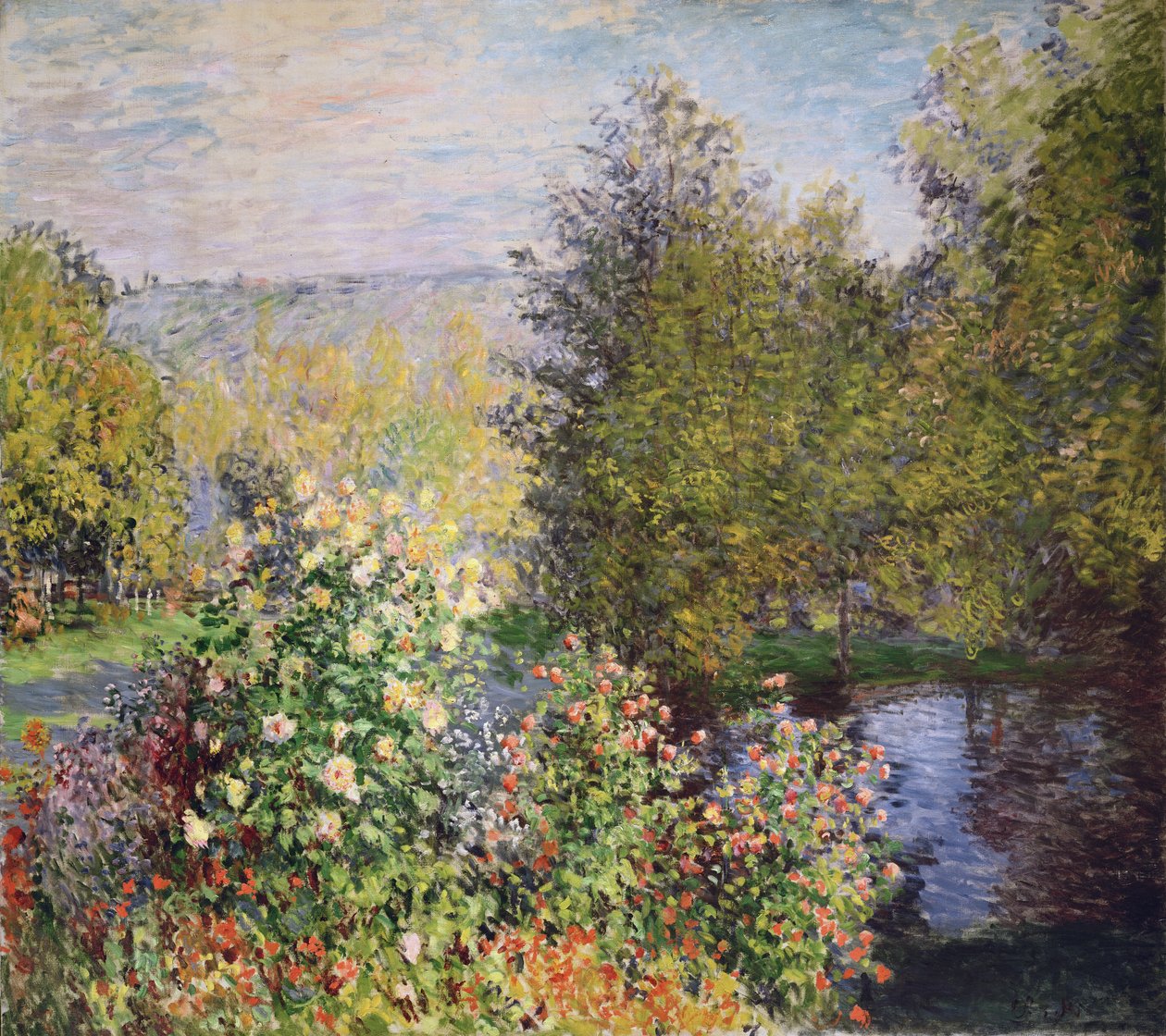 Een hoek van de tuin in Montgeron, 1876-7 door Claude Monet