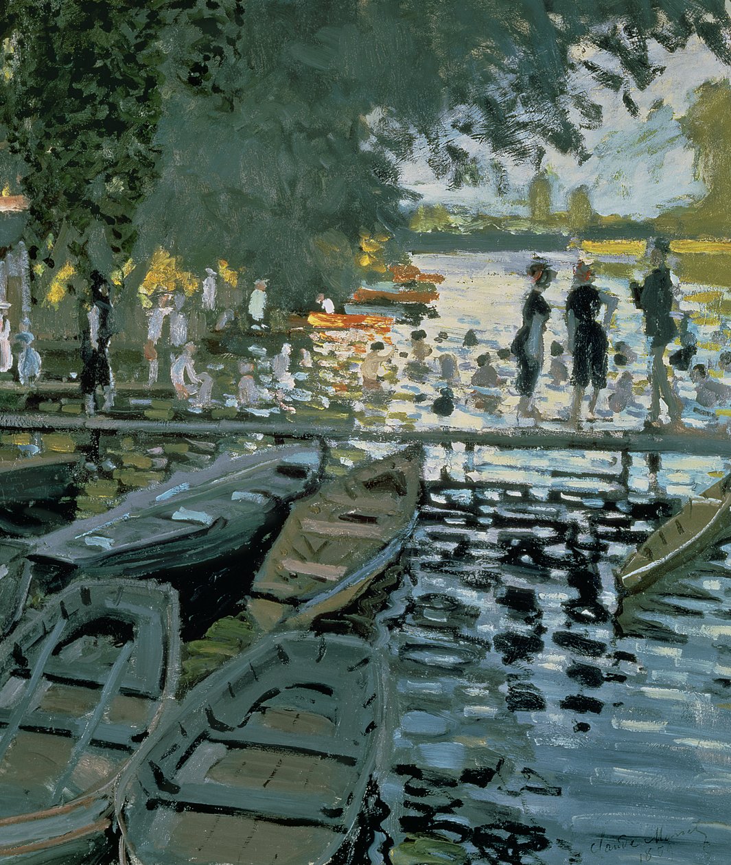 Badhuis bij La Grenouillère, 1869 (detail) door Claude Monet