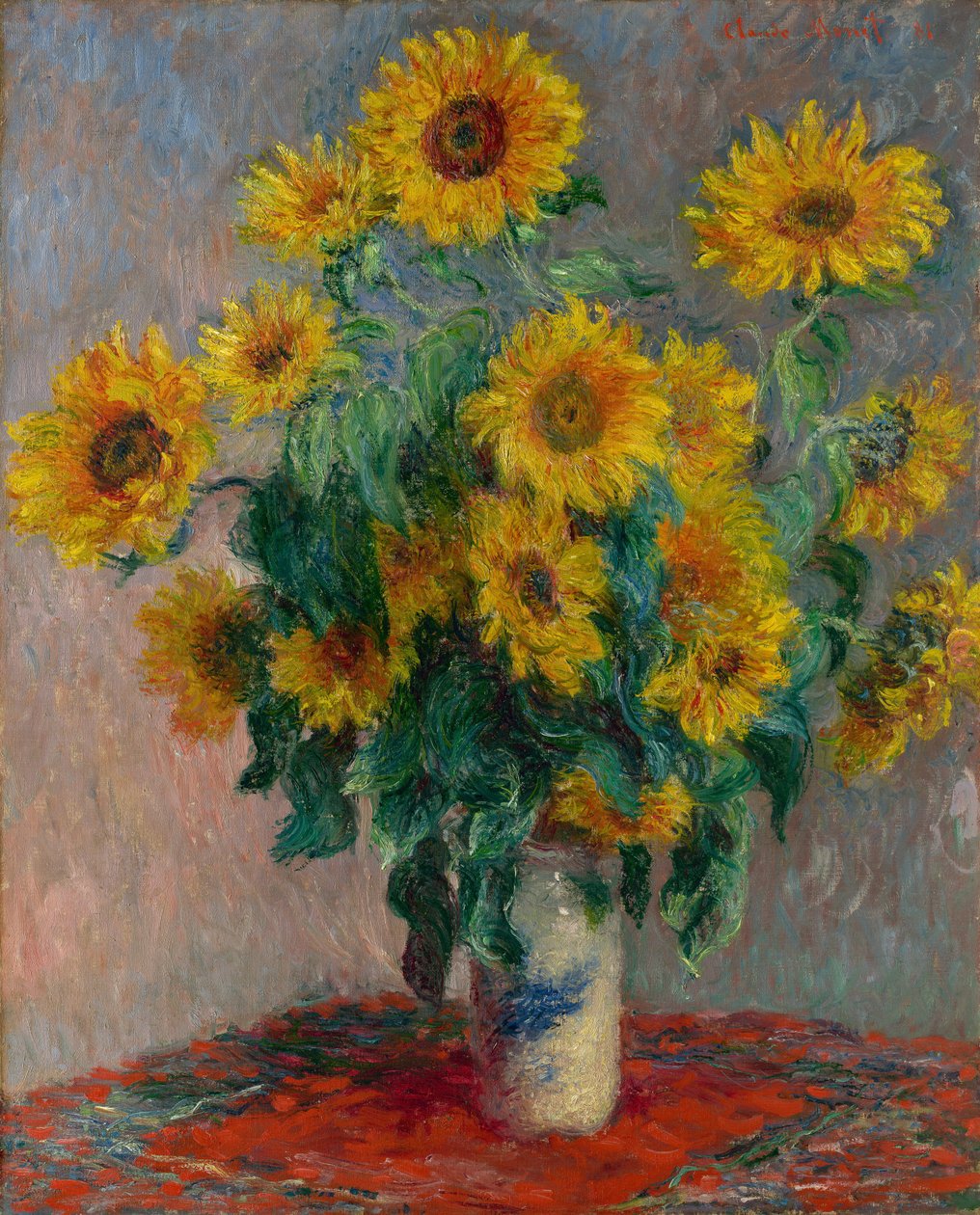Boeket zonnebloemen, 1881 door Claude Monet