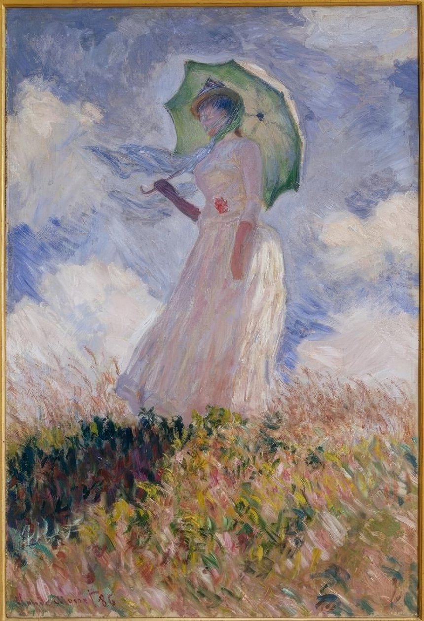 Vrouw met Parasol naar Links Gekeerd door Claude Monet