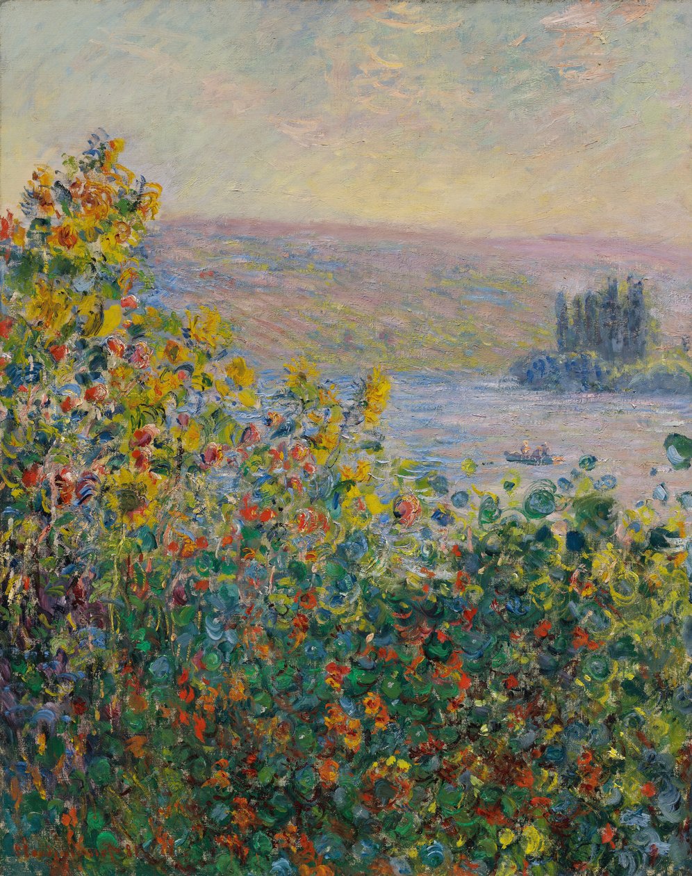 Bloembedden in Vétheuil door Claude Monet
