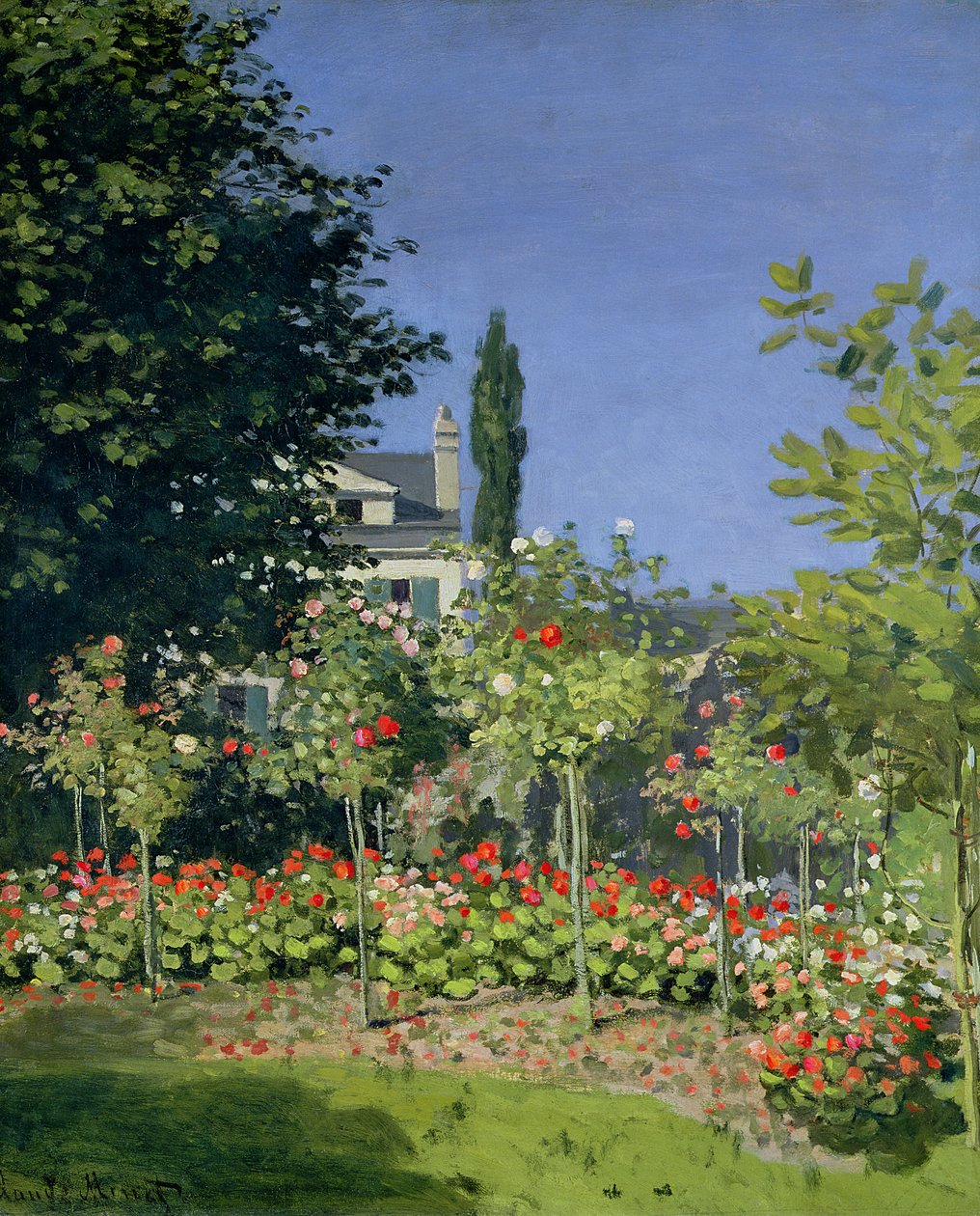 Bloeiende tuin in Sainte-Adresse, c.1866 door Claude Monet