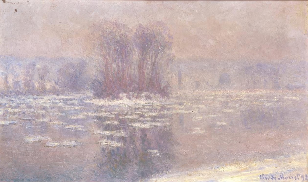 IJsblokken in Bennecourt door Claude Monet