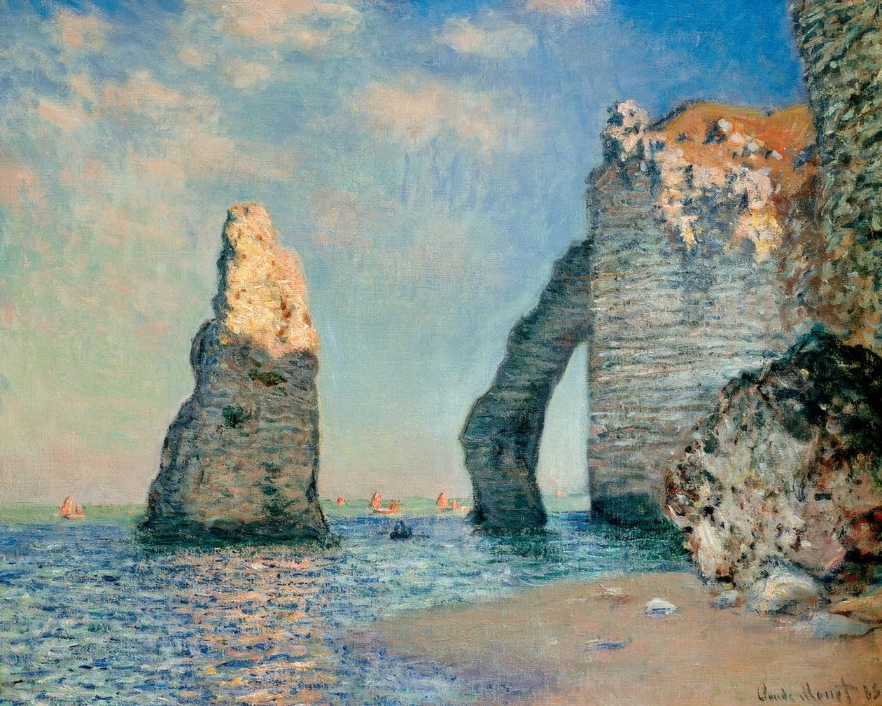 De naald en de klif van Aval door Claude Monet