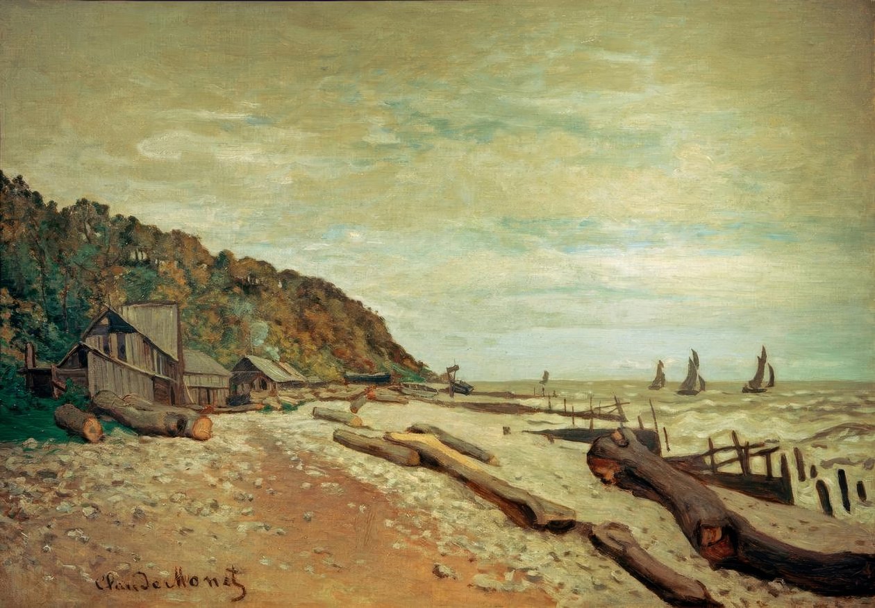 De scheepswerf, nabij Honfleur door Claude Monet