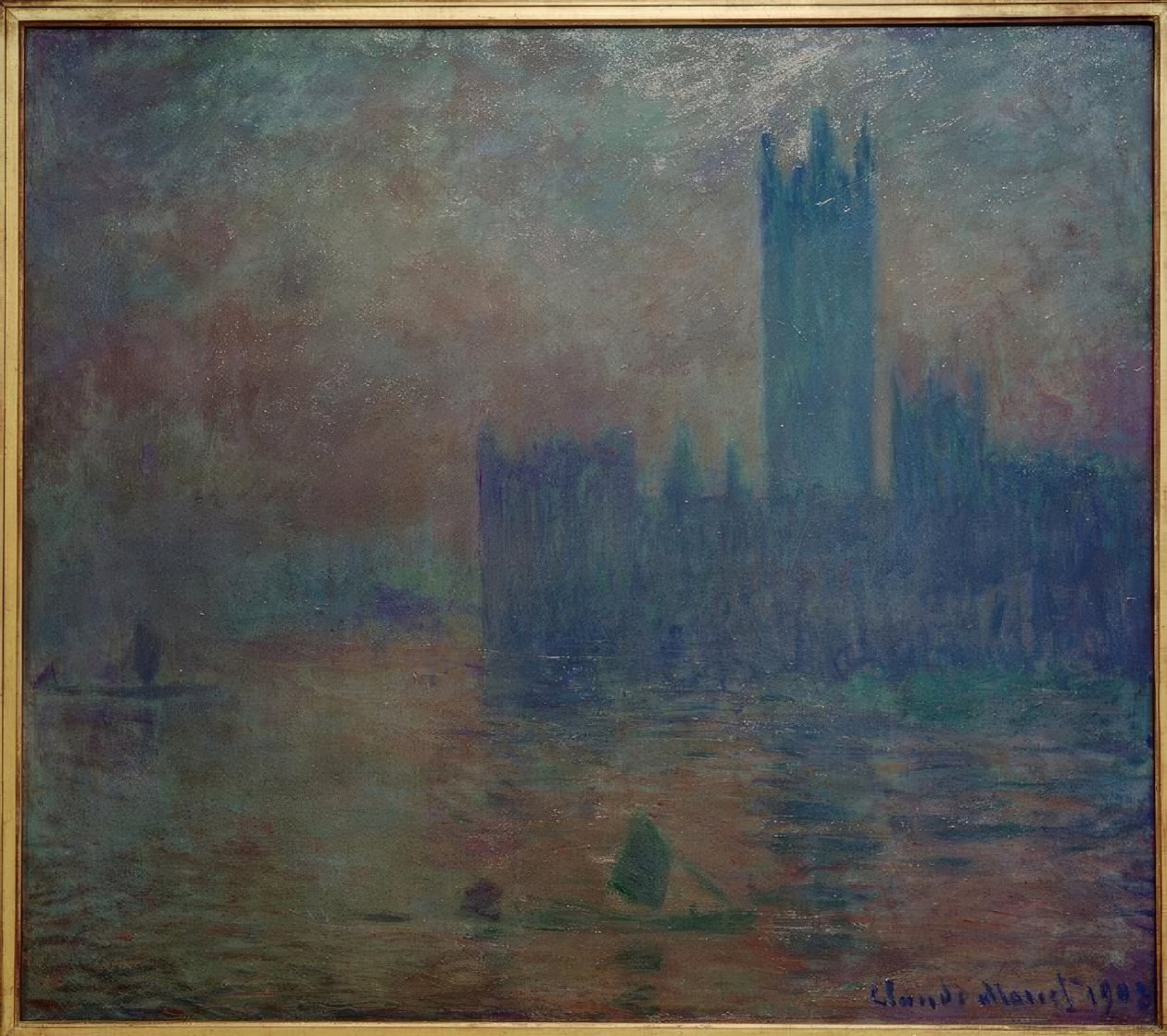 Het Parlement, mistig effect door Claude Monet