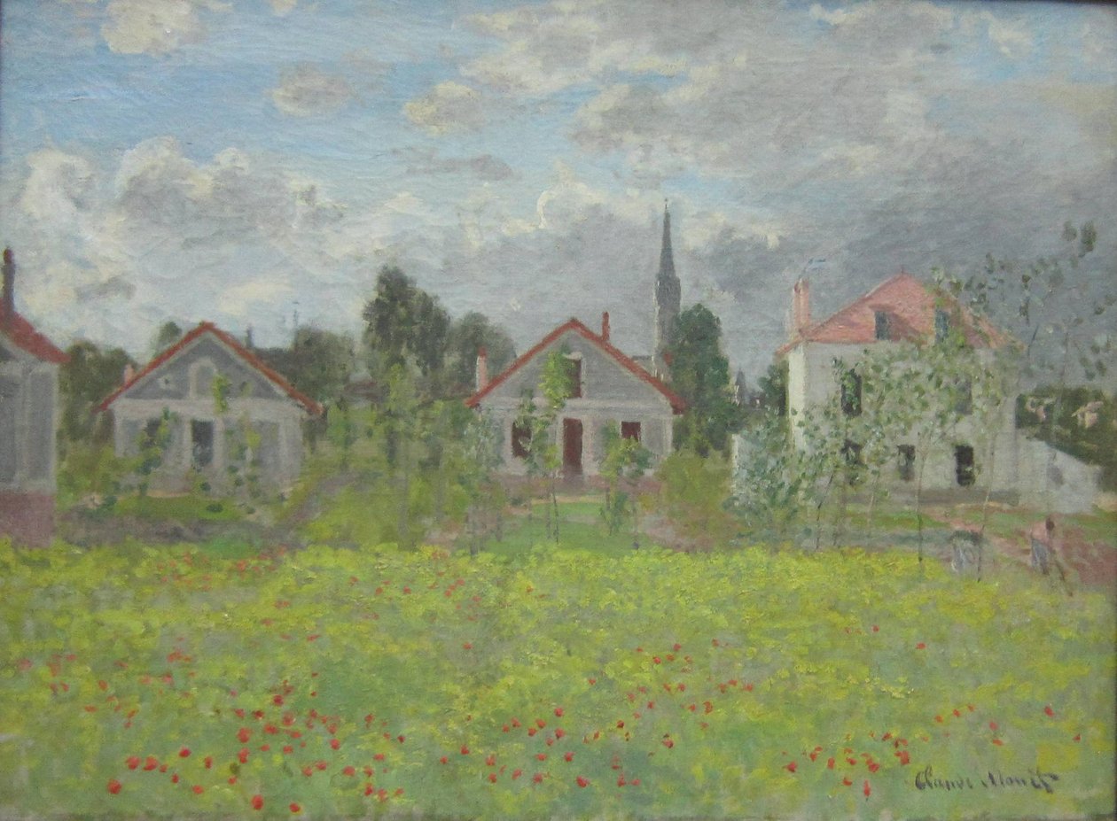 Huizen in Argenteuil door Claude Monet
