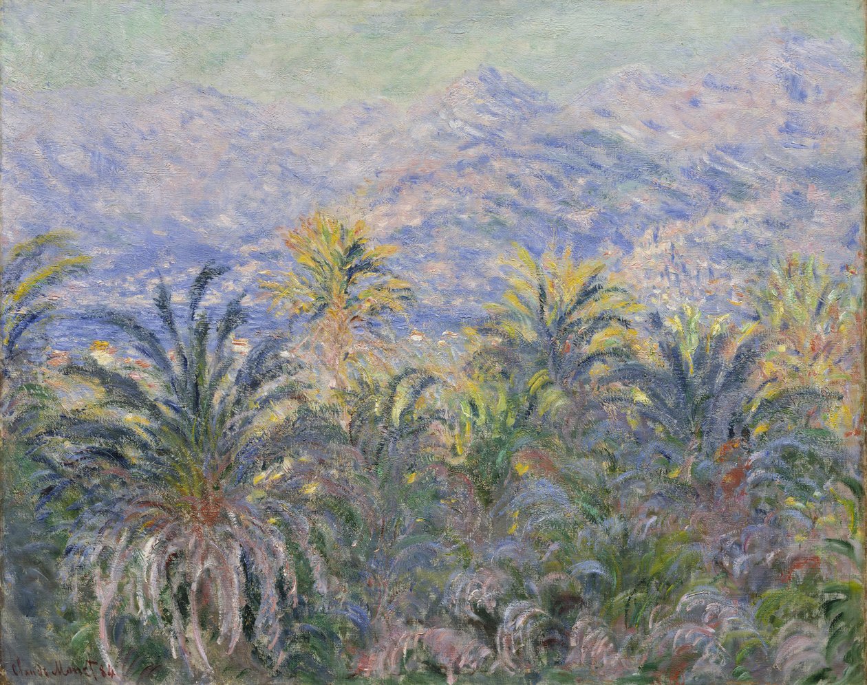 Palmbomen in Bordighera door Claude Monet