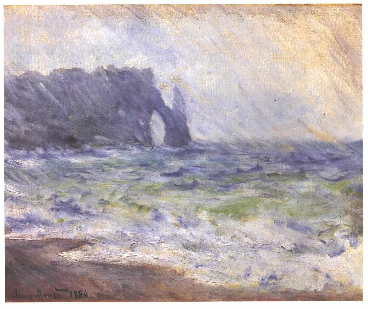 Regen bij Étretat door Claude Monet