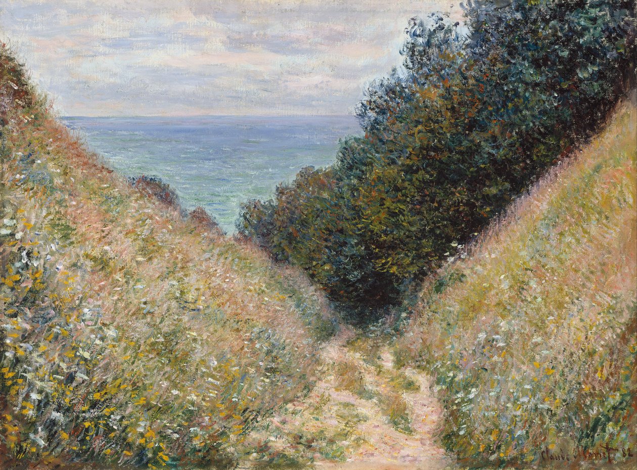 Weg bij La Cavée, Pourville door Claude Monet