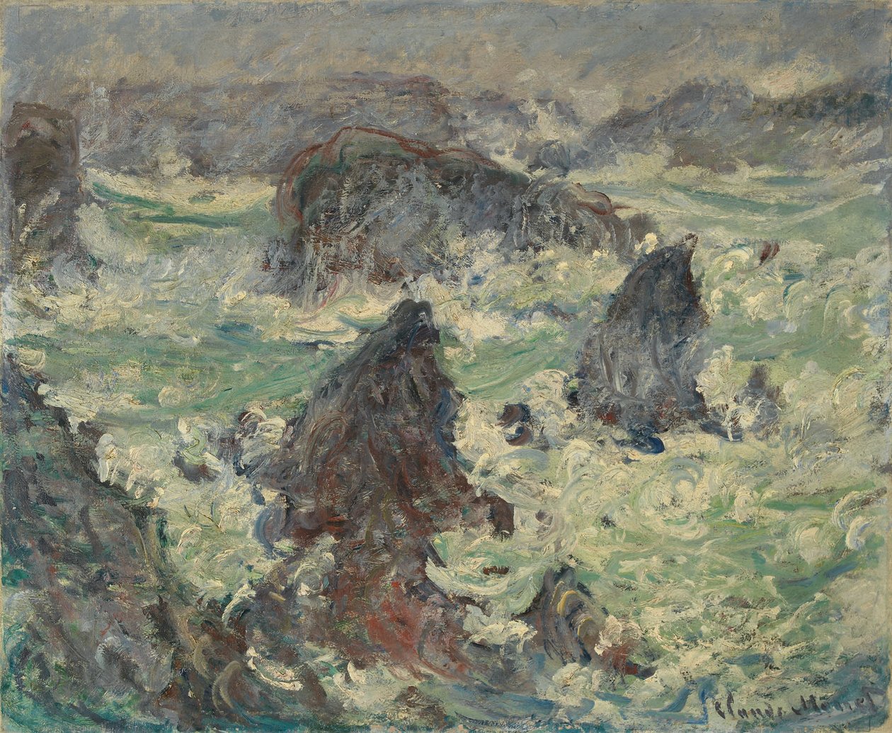 Storm op de Kusten van Belle-Île door Claude Monet