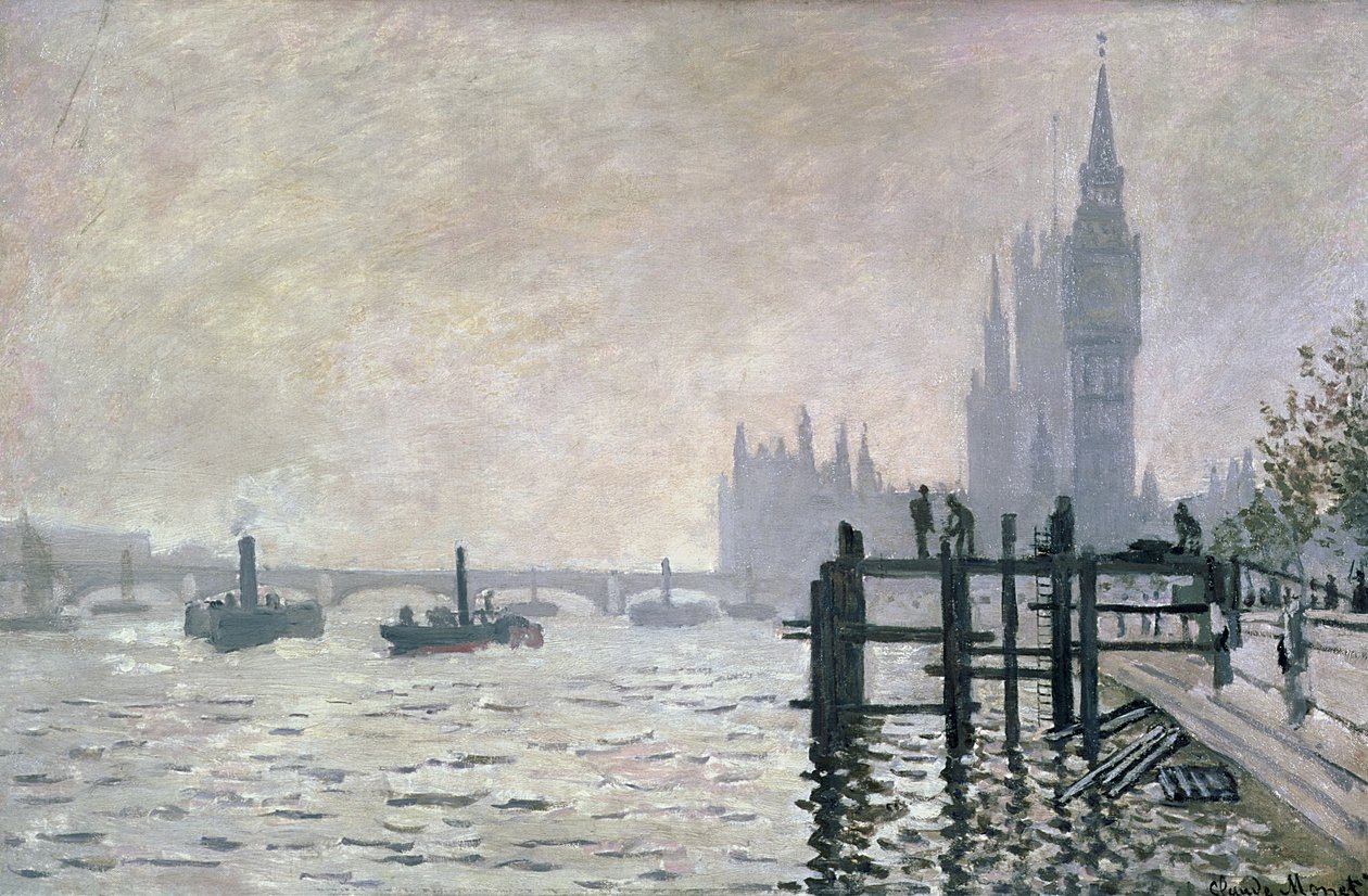 De Theems onder Westminster, 1871 door Claude Monet